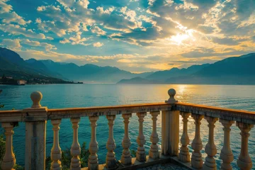  Breathtaking Balcony View of Mountains and Nature on a Beautiful Sunny Day with a Serene Landscape © Serhii