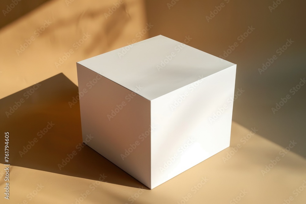 Poster clean and empty three-dimensional box model for gift design concept
