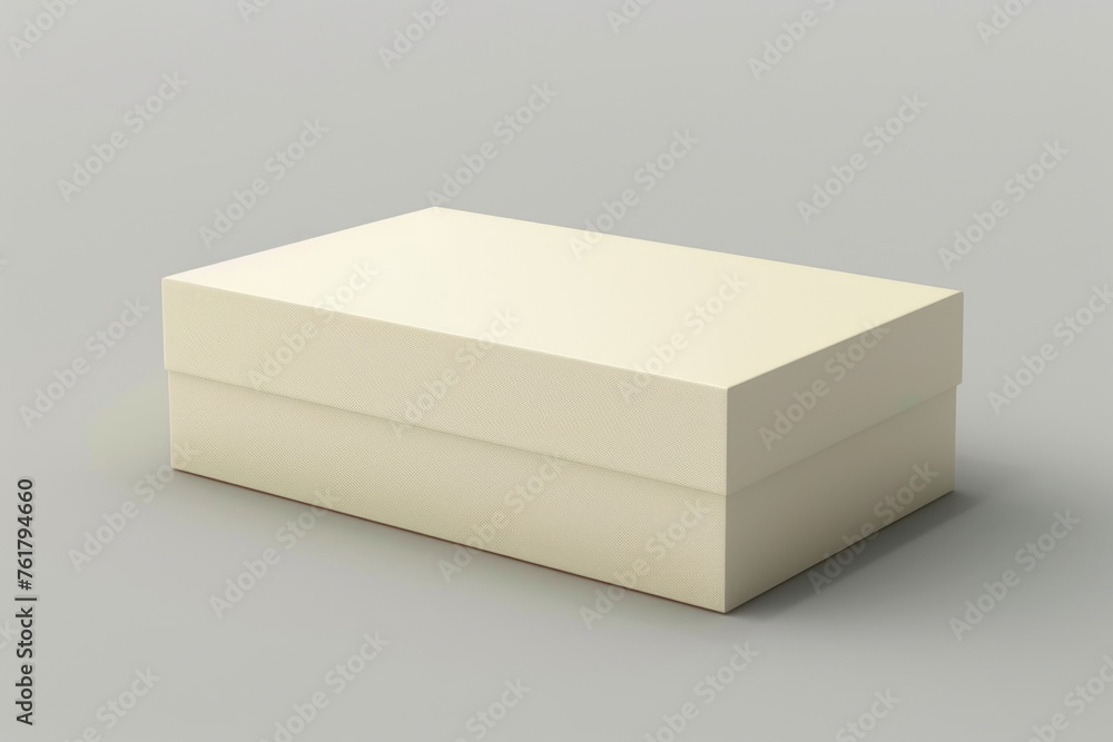 Poster clean and empty box model design. three-dimensional blank container concept for flat gift or product