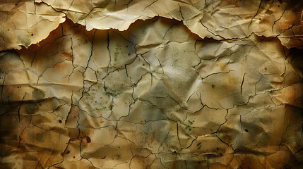 Old parchment paper sheet ancient vintage texture background with cracked edges Generative AI Illustration