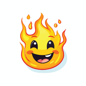 Flaming smile emoji doodle cartoon illustration