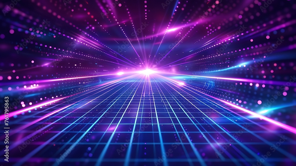 Aufkleber retro sci-fi background futuristic landscape of the 80s. digital cyber surface. suitable for design 