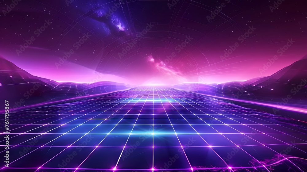 Aufkleber retro sci-fi background futuristic landscape of the 80s. digital cyber surface. suitable for design 
