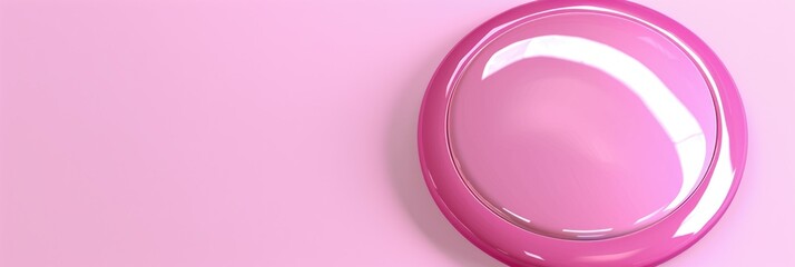 Light Pink Button in 3D Shape. Blank Clipart Image on Coloured Background for Banner or Design