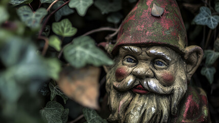 Weathered Garden Gnome Close-up