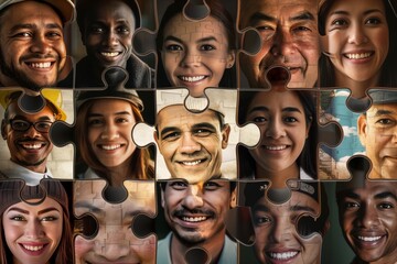 The Spirit of International Labour Day: A Collage of Smiling Faces from Around the World – Create a montage the globe, each face framed  puzzle that fits together to form one united image.