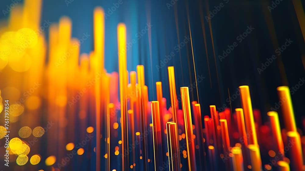 Poster modern stock market chart with a rising bar graph, blurred background. market trends displaying grow