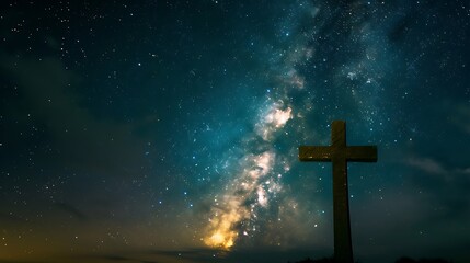 cross in the night sky