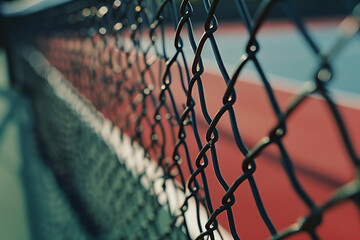 Part of a tennis court and net - obrazy, fototapety, plakaty