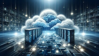 Cloud computing of interconnected servers and data centers.