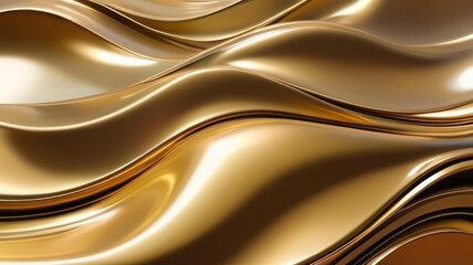 Abstract horizontal background. Gold liquid metall. AI generative.