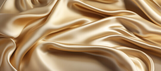 Fototapeta premium Shiny satin drapery cascades in elegant waves, epitomizing luxurious texture and romantic beauty