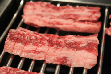 raw meat on the grill