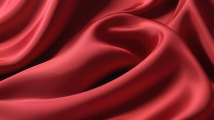 Obraz premium Abstract horizontal background. Red silk fabric. AI generative.