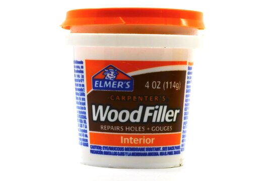 Wood Filler carpenters product. Elmer's brand.  Cleveland, Ohio, USA - March 1