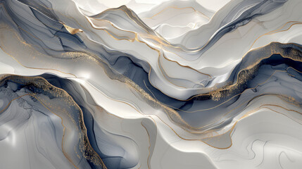 Overhead perspective of swirling white and blue marble design - obrazy, fototapety, plakaty