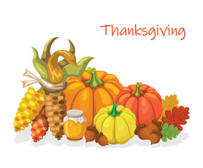 Traditional autumn Thanksgiving food vector illustration