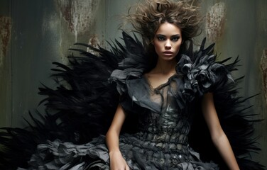 Striking Fashion model clothing. Woman art posing. Generate Ai