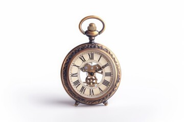 abstract antique pocket watch with wrong roman numbers isolated on white background