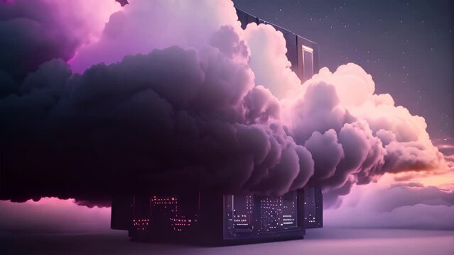 Cloud computing concept.Abstract cloud connection technology. Big data server