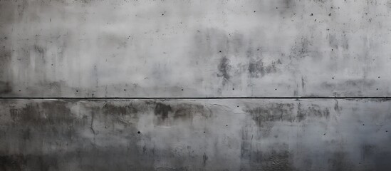 A closeup photo of a monochrome concrete wall with a distinct line in the middle, contrasting against a landscape of green grass and a wooden rectangle in the horizon