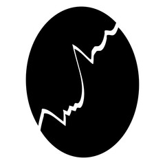 Cracked egg shell Silhouette. Cracked eggs crack open easter egg shells. Design icons set. Vector illustration.