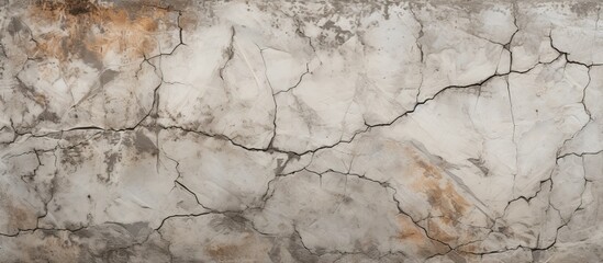 A detailed shot of a damaged concrete wall, showing cracks and texture. The wall is made of a composite material and is surrounded by a landscape of soil and rocks