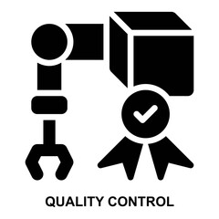 quality control, manufacturing, production, quality, standard, product expanded solid or glyph style icon for web mobile app presentation printing