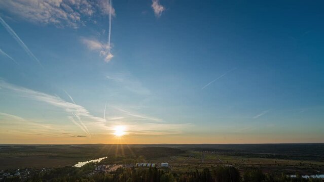 time lapse of a beautiful summer sunset, filmed from a high point, great perspective 4k video