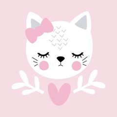 cat with heart illustration card