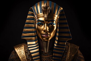 a person wearing a gold and blue mask - obrazy, fototapety, plakaty