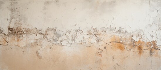 A close up photograph showcasing a white wall with distinctive brown stains resembling abstract art, creating a visual arts piece inspired by natural elements like soil and water