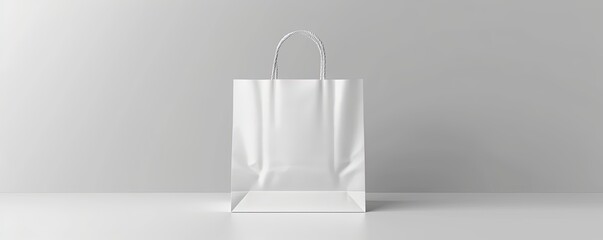White paper shopping bag Mockup isolated realistic - obrazy, fototapety, plakaty