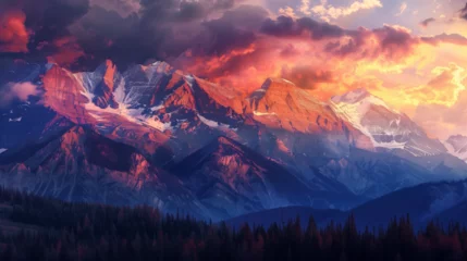 Zelfklevend Fotobehang sunrise in the mountains © misbah