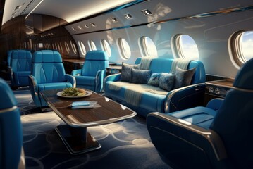 Fototapeta premium Spacious Modern business jet. Travel corporate. Generate AI