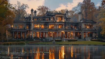 Fototapeta premium Large House on Lake