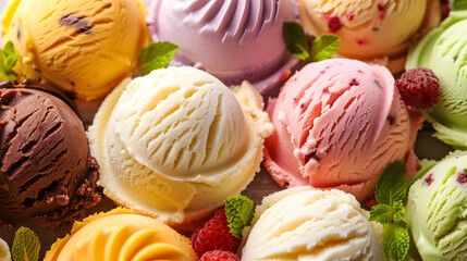 Ice cream background, desert wallpaper, frosty food, ice cream commercial and product presentation