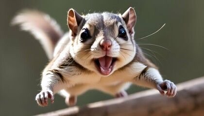 A Flying Squirrel With Its Whiskers Quivering In E - obrazy, fototapety, plakaty