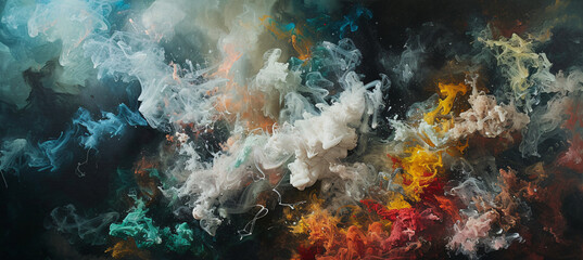 Fototapeta na wymiar Ethereal Smoke Dance: A Mesmerizing Fusion of Colorful Smoke Plumes Captured in High Resolution