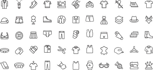 clothes and cloth elements - minimal thin line web icon set. Outline editable icons collection. Simple vector illustration