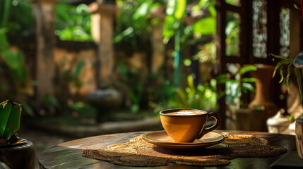 Indulging in the Aroma of Coffee, Embraced by Asian Elegance and Tradition