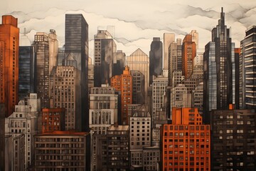 Fototapeta na wymiar Cityscape panorama. Abstract style city