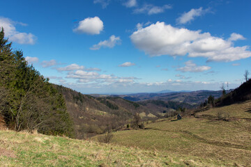 Fototapeta na wymiar Wiosna na przełęczy pod Gomólnikiem Małym w Górach Kamiennych