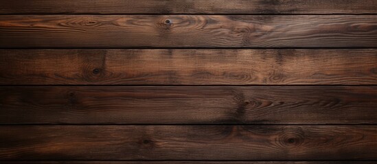 A close up of a brown hardwood plank wall with a wood stain finish, featuring a rectangular pattern resembling brickwork. Tints and shades create a visually appealing textured background - obrazy, fototapety, plakaty
