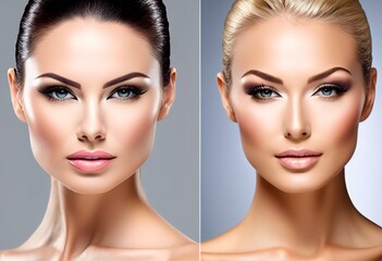 illustration, modern cosmetic surgery trends illustrated popular procedures techniques, beauty, face, body, skin, rejuvenation, sculpting - obrazy, fototapety, plakaty