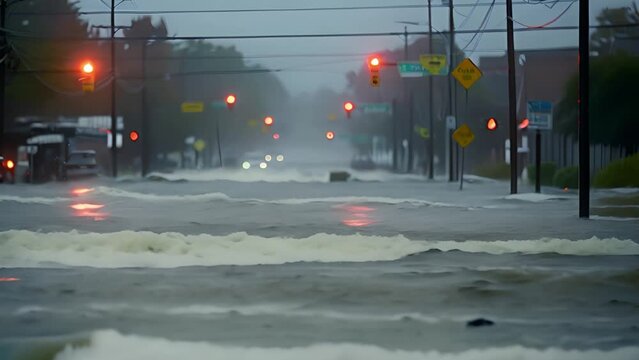 Witness the devastating impact of a city flood in these compelling stock videos.