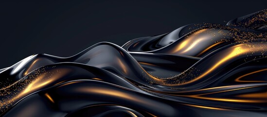 Abstract background featuring a smooth wave pattern and glossy plastic texture in dark luxury tone with elements of oil, petroleum, concrete, and stucco. Splash burst liquid effect.