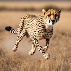 Obraz premium A Cheetah running on the savannah
