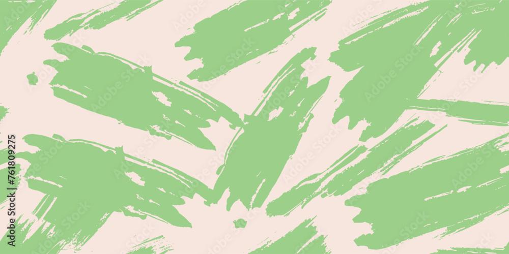 Poster Seamless vector pattern with green brush strokes. Abstract vector background design with Seamless Grunge fabric texture. Hand drawn decorative seamless pattern with bold brush strokes. Green paint