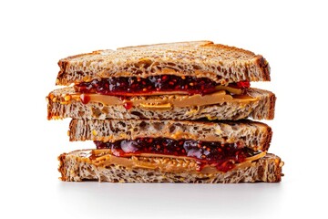 Delicious Peanut Butter and Jam Sandwich, High-Quality Isolated Image